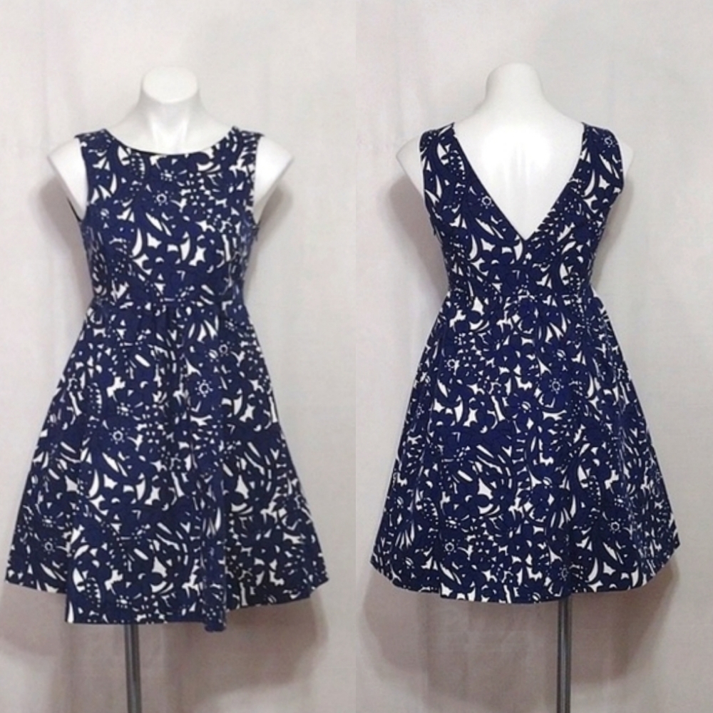 Zara Retro Floral Dress S Sleeveless Rockabilly High Waist V-Back Vintage Summer